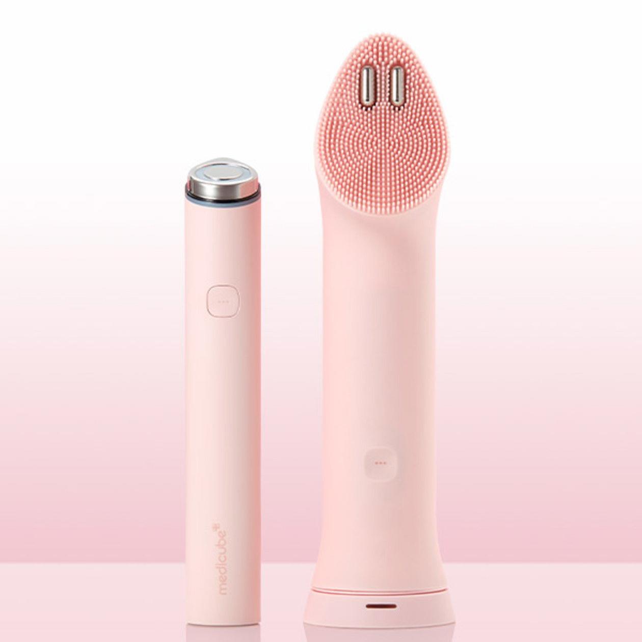 Medicube Age-R Booster Pro Mini Plus Pink + Facial Cleansing Device Head Bundle