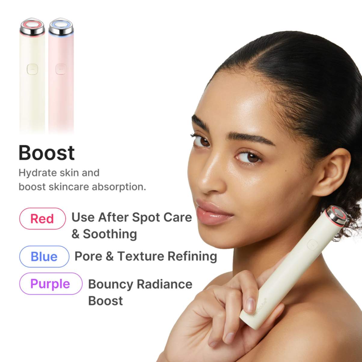 Medicube Age-R Booster Pro Mini Plus Pink + Facial Cleansing Device Head Bundle