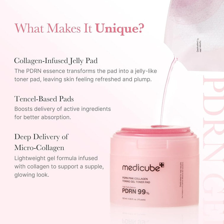 Medicube PDRN Pink Collagen Toning Gel Toner Pad 70pcs/120ml